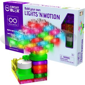 E-Blox Building Blocks STEM Circuit Kit, Build Your Own Lights N Motion, Light & Rotating Capabilities, Infinite Science Creations, Birthday Gift, Boys, Girls, 5+ E-Blox Building Blocks STEM Circuit Kit, Build Your Own Lights N Motion, Light & Rotating Capabilities, Infinite Science Creations, Birthday Gift, Boys, Girls, 5+