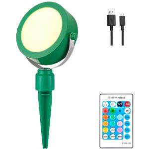 BIGMONAT Cordless Landscape Light Rechargeable, Color Changing Planter Spotlight Indoor Outdoor, RGB Garden Lighting with Remote, Waterproof Halloween Christmas Light for Potted Tree Patio Yard Decor
