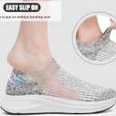 Women's Wide Slip On Walking Shoes Non-Slip Socks Shoe Lightweight Breathable Mesh Sneakers for Everyday Comfort & Style | Perfect for Work Travel White Black (White) 8