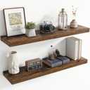 40 Inch Floating Shelves for Wall, 8 Inch Deep Floating Shelf for Storage & Display, Wall Mounted Shelf with Invisible Brackets for Living Room, Kitchen, Bathroom, Home Decor, Set of 2, Rustic Brown
