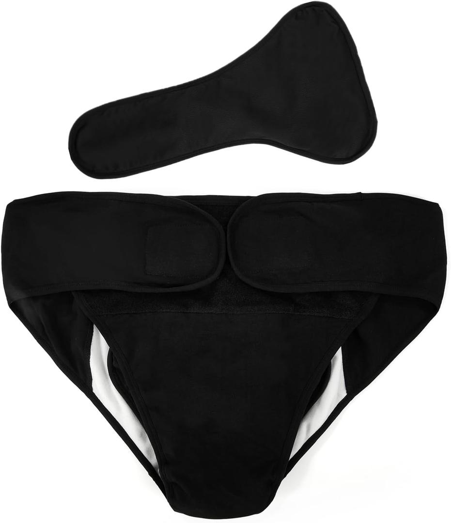 Adult Cloth Diaper Covers Waterproof, Adjustable Incontinence Plastic Pants with Absorbent Liner, Washable Rubber Diaper Underwear (Black, X-Large)