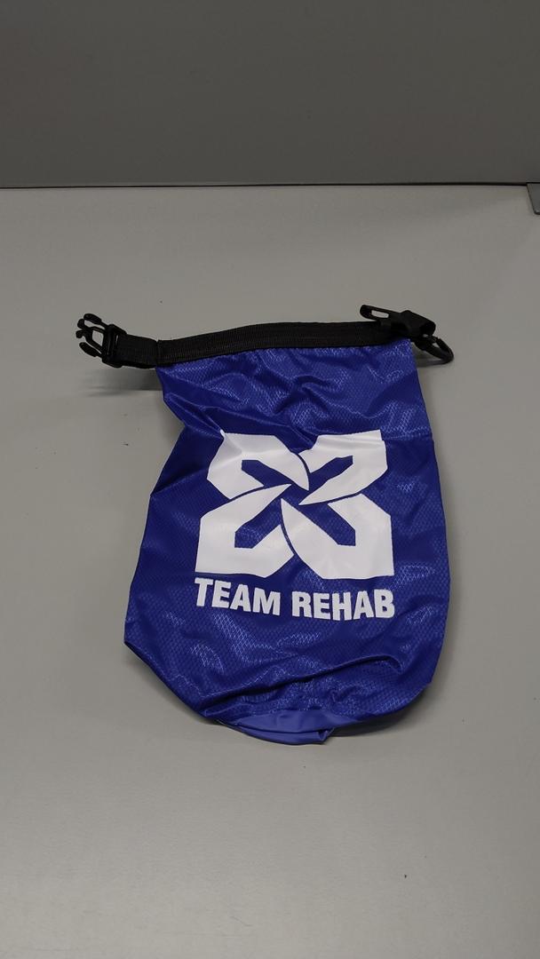 7 small bags, pouches, blue, white logo