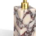 Natural Marble Soap Dispenser for Bathroom and Kitchen Countertop - 5.41 Ounces Hand Lotion and Liquid Stone Shampoo Laundry Bottle with Pump (1, Calacatta Viola, 5.52)