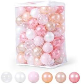 Ball Pit Balls Play Balls - 100 Pieces Baby Soft Plastic Balls BPA&Phthalate Free Non-Toxic Crush Proof Play Balls for 1 2 3Years Old Toddlers Baby Kids Birthday Pool Tent Party (Pearl 6 Colors)
