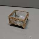 Rectangular Vintage Glass Jewelry Box with Hinged Lid, Jewelry Ring, Bracelet, Souvenir Metal Display Box, Transparent Storage Box. (3.3x3.3x2.3Inches) (Golden)