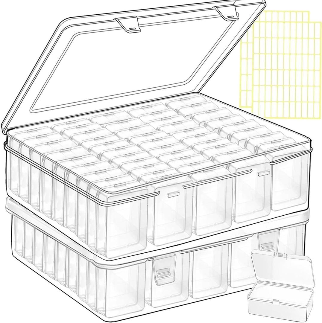 Bead Storage Containers, 92 Clear Plastic Bead Organizer Box With Hinged Lid,Bracelet Making DIY Jewelry Craft Nails, Bracelets, Jewelry, Diamonds, Clay Beads, Screws, 1.7x1.38x0.8 Inch