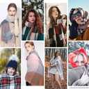 Sumato Scarf for Women Fall Winter Lightweight Shawl Wraps Long Blanket Scarves Warm Soft Cashmere Feel Plaid Pattern Tassel (Sf3603-dg-navy)