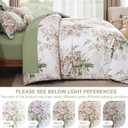 Anibedding 7Pieces Pink Floral Comforter Set Queen Size, Soft Microfiber White Pink Bed in a Bag Comforter Set with Sheets for All Season