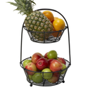 Gourmet Basics by Mikasa Tulsa Fruit Metal Storage Basket, 2-Tier, Black