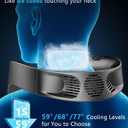FWV Neck Fan with Cooling Plate, Quiet 30dB, 3-24Hrs Cooling,5500mAh Battery,LED Display Necklace AC Cooler, USB Bladeless Portable Personal Wearable Fans that Blow Cold Air for Men Women Kids Black