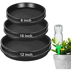 NABAOXUN 6Pack 8,10,12Inch Plastic Drip Trays Plant Saucers for Indoors Outdoor Plant, Thick Heavy Durable Sturdy Flower Pot Trays for Pots Planter, Black