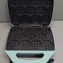 Baker's Friend, Bite-size Mini Waffle Maker for Kids & Adults, Small Waffle Maker Mini Belgian Waffle Machine, 11 X 2.2 Tiny Nonstick Waffles Iron, Recipe Included, Aqua