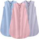 Yoofoss Baby Sleep Sack 12-18 Months Baby Wearable Blanket 100% Organic Cotton 2-Way Zipper TOG 0.5 Toddler Sleeping Sack 3 Pack, Comfy Soft Lightweight (Large) (Pink&blue&purple)