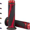 amavoler Universal Motorcycle Handlebar Grips Soft Rubber Billet Aluminum Fits for Motorcycles with 7/ 8" Left Grip and 1" Right (Red)