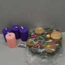 Waipfaru 5Pcs Christmas Advent Wreath, Advent Candle Holder with 4 Flameless Simulated Candles, 12 Inch Advent Wreath and Candles Set, Christmas Centerpiece Decorations for Table Indoor Home Church (Red)