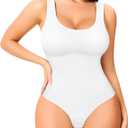 Eleady Shapewear Bodysuits for Women - Body Shaper Thong Tank Top Bodysuit Square Neck (XL, White)