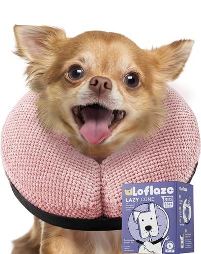 Loflaze Soft Inflatable Dog Cone for Large Medium Small Dogs Cats - Neck Donut, E Collar Alternatives for Recovery, S, Pink