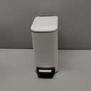 TIPGO Slim Bathroom Trash Can with Lid Soft Close, Step Pedal, 6 Liter / 1.6 Gallon Stainless Steel Trash Bin, Small Garbage Cans for Bedroom, Office, Kitchen (White)