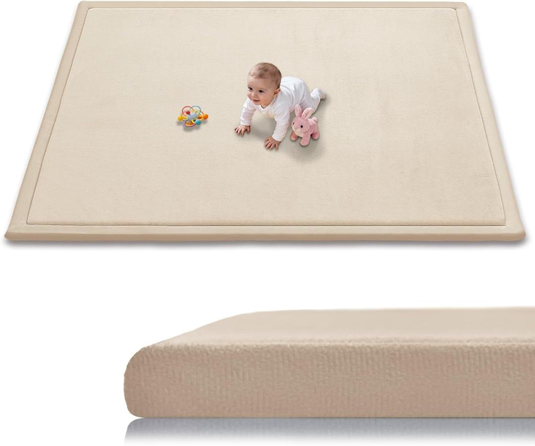RONGFA Baby Play Mat for Floor,1.3" Thick Elasti-Foam Playpen Mat for Tummy Time, Easy Care with Non-Slip Cushioned for Infant,Kids and Toddler Crawling