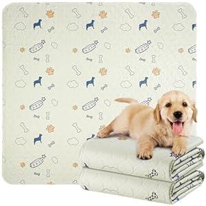 Baodan Washable Pee Pads for Dogs Waterproof, 2 Pack 34x52 Reusable Puppy Pads Super Absorbent, Non-Slip Dog Pee Pads for Dog Playpen - Puppy Essentials for Whelping Training Pads (Beige, 18x24)