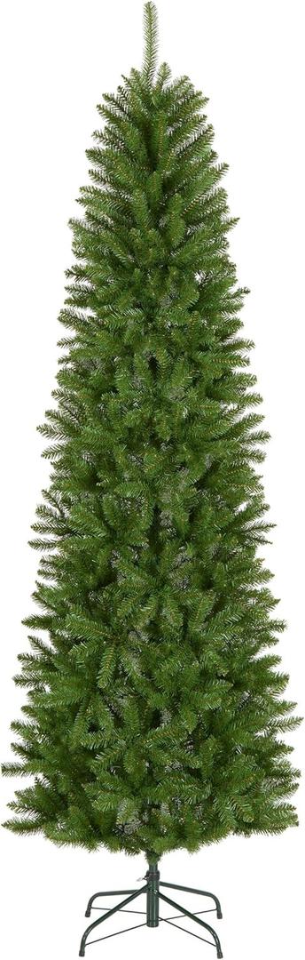 National Tree Company 7.5 ft Unlit Kingswood Fir Slim Artificial Christmas Tree, 1,075 Tips, Includes Stand, Green