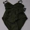 Blooming Jelly Womens One Piece Swimsuit Metal Modest Tummy Control Bathing Suit Slimming Full Coverage Mesh Swim Suits (Large, Army Green)