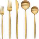 40 Piece Gold Silverware Set for 8, Terlulu Stainless Steel Flatware Set, Gold Cutlery Set Utensils Set, Tableware Include Forks Knives Spoons for Home Kitchen Restaurant Wedding, Satin Finish