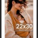 22x30 Picture Frame, Photo Frame with HD Plexiglass, Display Pictures 18x24 with Mat or 22x30 Without Mat for Wall Display, Wall Hanging Photo Frame,1 Pack, Black