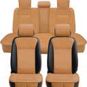 Elantrip Car Seat Cover Full Set Leather Car Seat Protector Universal fit for Most Cars SUVs and Trucks Water Proof Front and Rear Seat Protector Whiskey Color (Cognac)