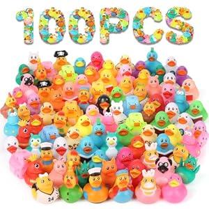 100 Pack Rubber Ducks in Bulk, Assorted Duckies for Jeeps Ducking, Rubber Duckies for Baby Bath Toys, Kids Bath Pool Toys Birthday Gifts Party Favors