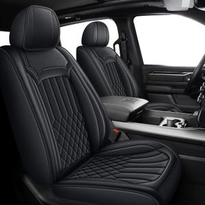 Pickup Seat Covers Fit for Dodge RAM 1500 2002-2025 2026 Full Set Leather Waterproof Seat Cover Custom Fit Dodge Ram 2500 3500 Quad Cab Crew Double Cab, Only Rear Seat Curved Bench Version