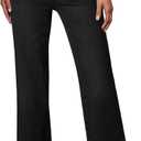 Sidefeel Women's Jeans Straight Leg High Waisted Tummy Control Pockets Front Denim Pants Deep Black Size 6