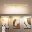 TINTINDOC 22'' Picture Light Gold for Painting with 3 Lighting,Rechargeable Wall Art Light for Painting Brightness Dimmable,Battery Display Accent Light for Picture Gallery Poster Frame Dartboard