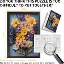 Vintage Wildflower Puzzles for Adults 1000 Pieces, PICKFORU Colorful Flower Bouquet Jigsaw Puzzles Dried Flowers, Unique Impossible Nature Floral Theme for Plant Lover