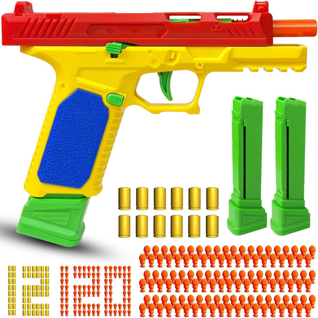 Automatic Shell Ejecting Toy Gun Pistol, Soft Bullet Toy Gun for Boys, Education Model Realistic Toy Pistol Shooting Game Toys Gifts Christmas Birthday for Kids 8+