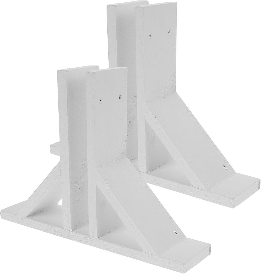 SUPVOX 2Pcs Wood Fence Post Base, Anti-Tipping Garden Fence Support Holder, White Decorative Privacy Screen Panel, Easy Install for Yard, Garden, Patio, 10.41 X 7.66 X 1.45 Inch