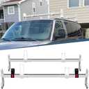 Van Roof Ladder Rack 2 Bar Set, Adjustable Length 41.5''- 70'', Universal Fit for Chevy Express 1500 2500 3500 Ford Econoline GMC Savana Cargo Vans with Rain Gutter