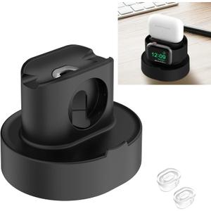 SOKUSIN Stand for Apple Watch Charger - iWatch AirPod 2 in 1 Charging Stand Holder Dock Compatible with Apple Watch Series 10 9 8 Ultra2 Ultra SE2 SE 7 6 5 4 3 2 and AirPods 1/2/3/Pro (Black)