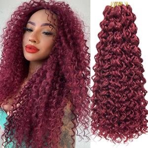 8 Packs Curly Crochet Hair GoGo Curl Crochet hair for Women Deep Wave Braiding hair,Synthetic Bohemian Crochet Braid Water Wave Crochet hair Extensions (Red, 18inch)