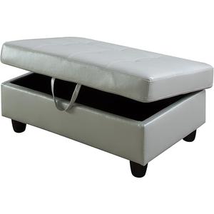 NicBex 35" W Storage Ottoman,Modern PU Leather Ottoman with Storage,Ottoman Foot Rest Stool for Under Desk at Work,Bedroom Bench with Storage,Ottoman Bench for Living Room,Silver Green