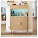 Decofy 47.2" Sideboard Buffet Cabinet with LED Light & Sliding Door, Modern Storage Cabinet with Adjustable Shelf &2 Drawers, Coffee Bar for Kitchen, Entryway(Oak)