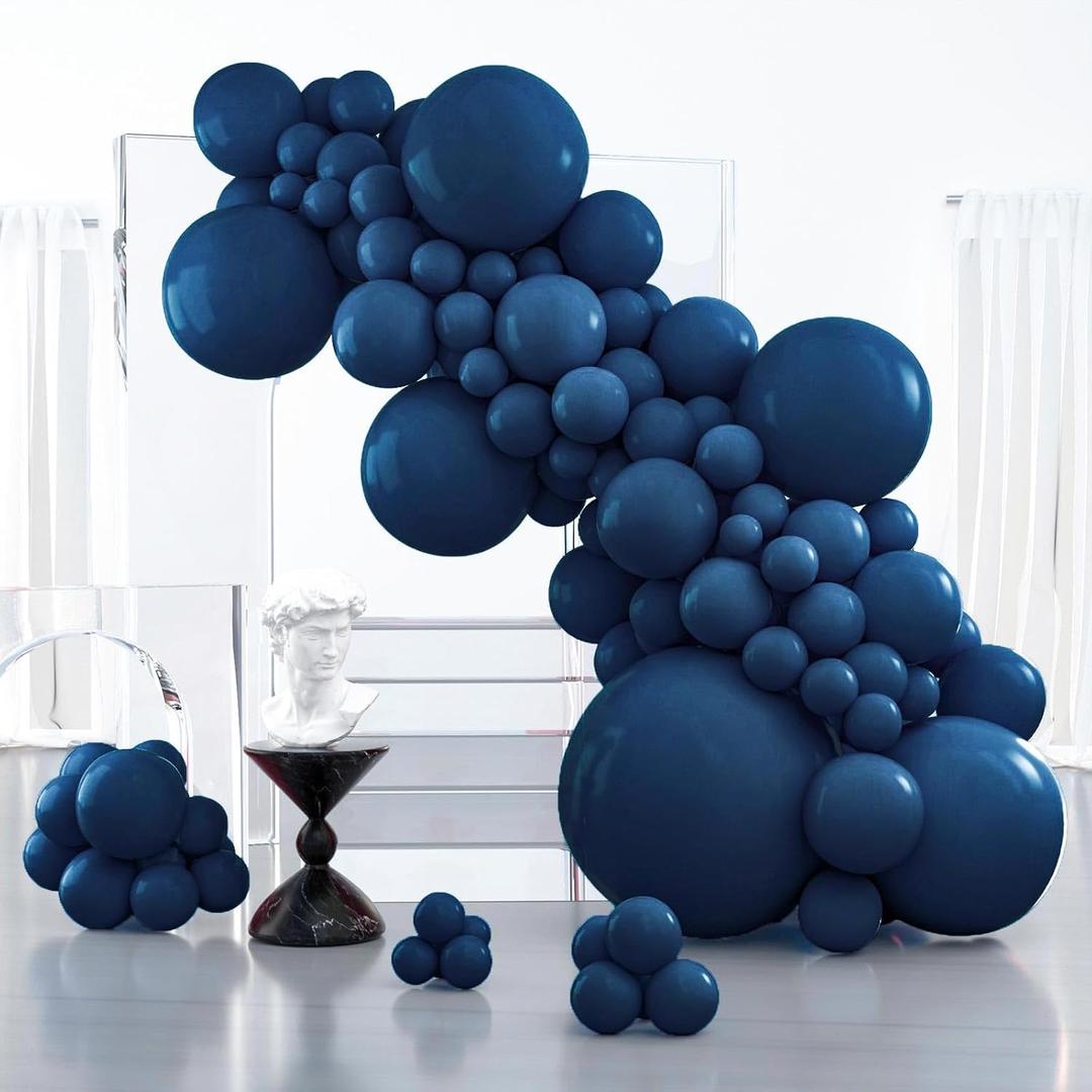 PartyWoo Navy Blue Balloons 127pcs Different Sizes of 36 18 12 10 5 Inch Dark Blue Balloon Arch Kit Garland for Graduation Wedding Sports Theme Boy Baby Shower Men Birthday Party Decorations Blue