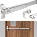 BEAMNOVA 27.5 in Commercial Door Push Bar Panic Exit Device with Exterior Lever Lock Key Roller Strike Plate End Cap Universal Emergency Hardware, for 27.5 to 41 inches Wide Door, Metallic