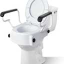 Raised Toilet Seat with Handles, 3 Heights (2/3.5/5 inch) Adjustable, Toilet Seat Riser for Seniors After Hip/Knee Surgery, 300lbs, Fits Round Toilet, with Lid, White | Adjustable Height
