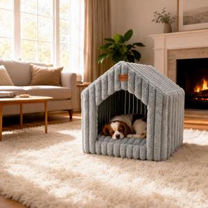 Indoor Dog House with Frame, Washable Plush Pet Tent for Dogs and Cats