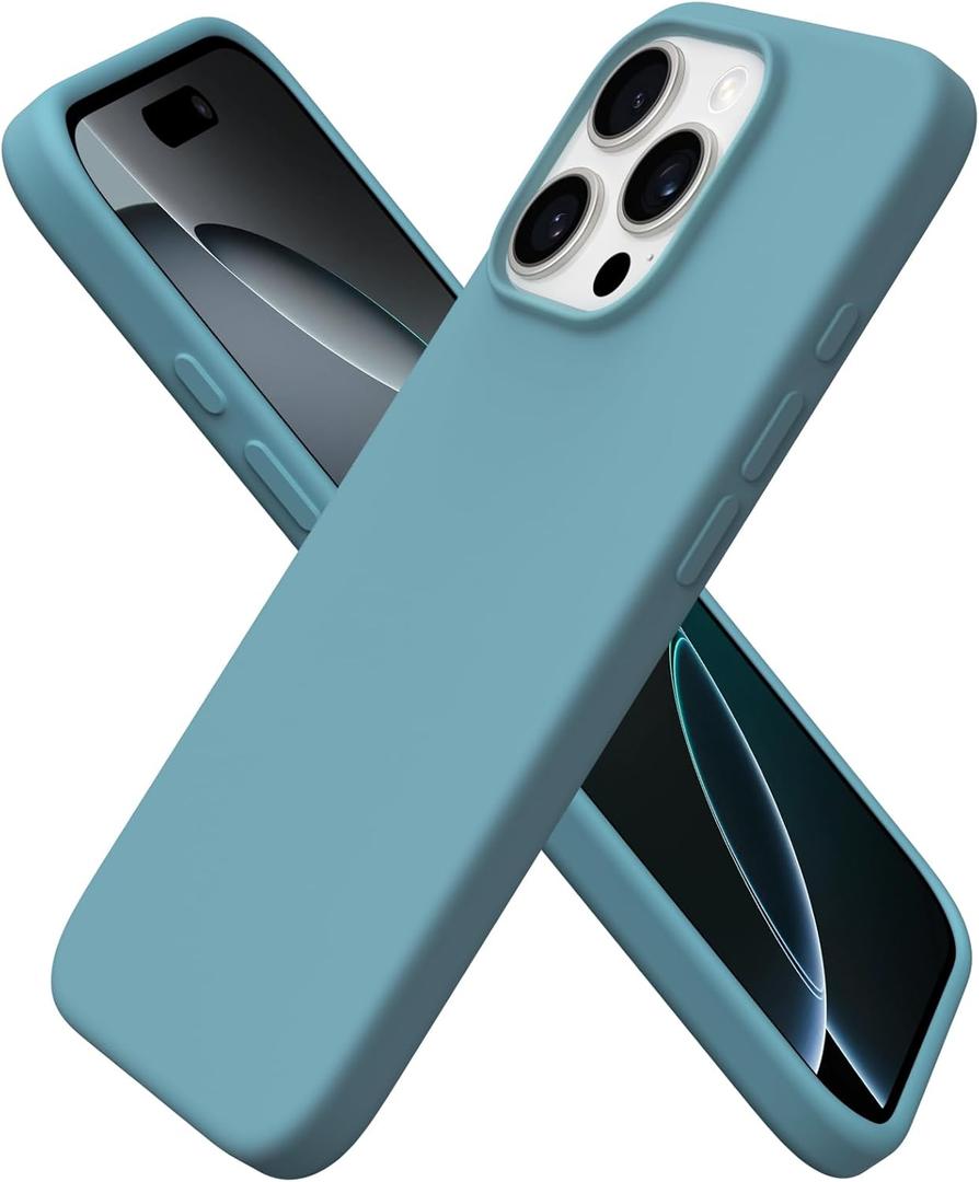 ORNARTO Compatible with iPhone 16 Pro Case 6.3", Slim Liquid Silicone 3 Layers Soft Gel Rubber Shockproof Protective Cover with Anti-Scratch Microfiber Lining-Cactus