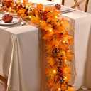 Waipfaru Fall Decor, 6FT Fall Garland with Lights, Autumn Garland with Pomegranate Pumpkin, Thanksgiving Harvest Festival Decor for Home Mantle Porch Wedding Table Indoor Outdoor