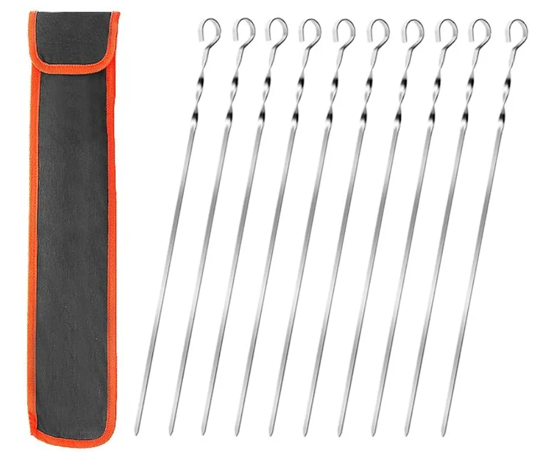 Skewers - 16" Kabob Skewers for Grilling (Thread Silver10)
