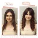 Elailite Hair Toppers for Women Real Human Hair Topper with Bangs Thinning Thin 5.1"x2.8" Silk Base Clip in Remy Hairpieces 10 Inch Chocolate Brown