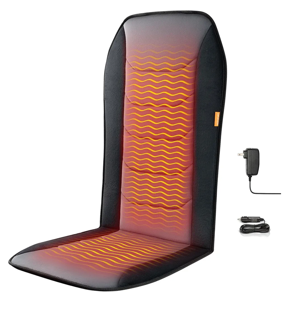 Heated Seat Cover with Fast Heat & Plush Fabric, Longer Size and Expanded Heating Area to Relieve Fatigue for Office & Home